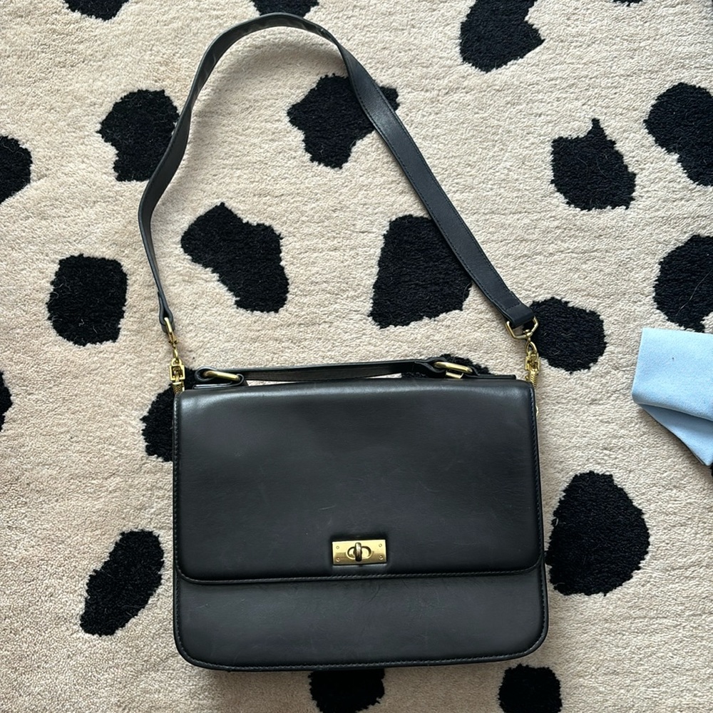 J Crew Edie bag black with gold hardware